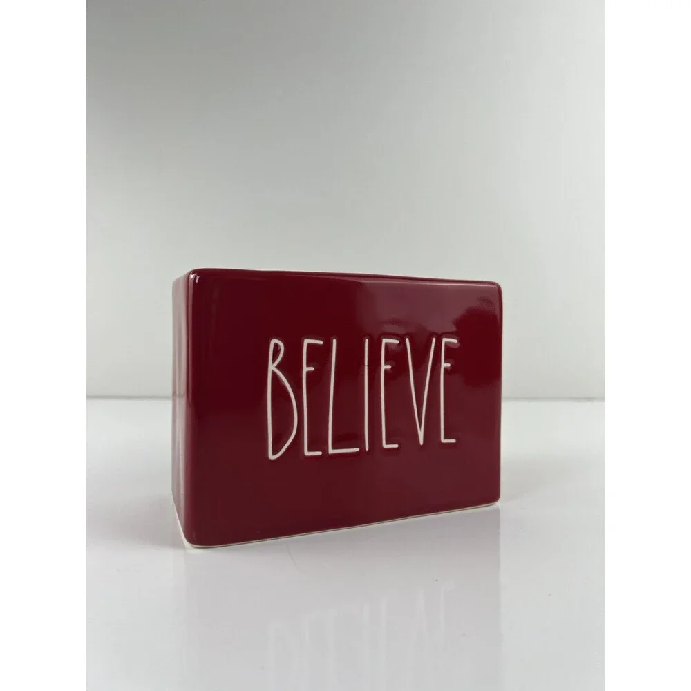 Rae Dunn “BELIEVE” Toothbrush Makeup Brush Divided Organization Holder